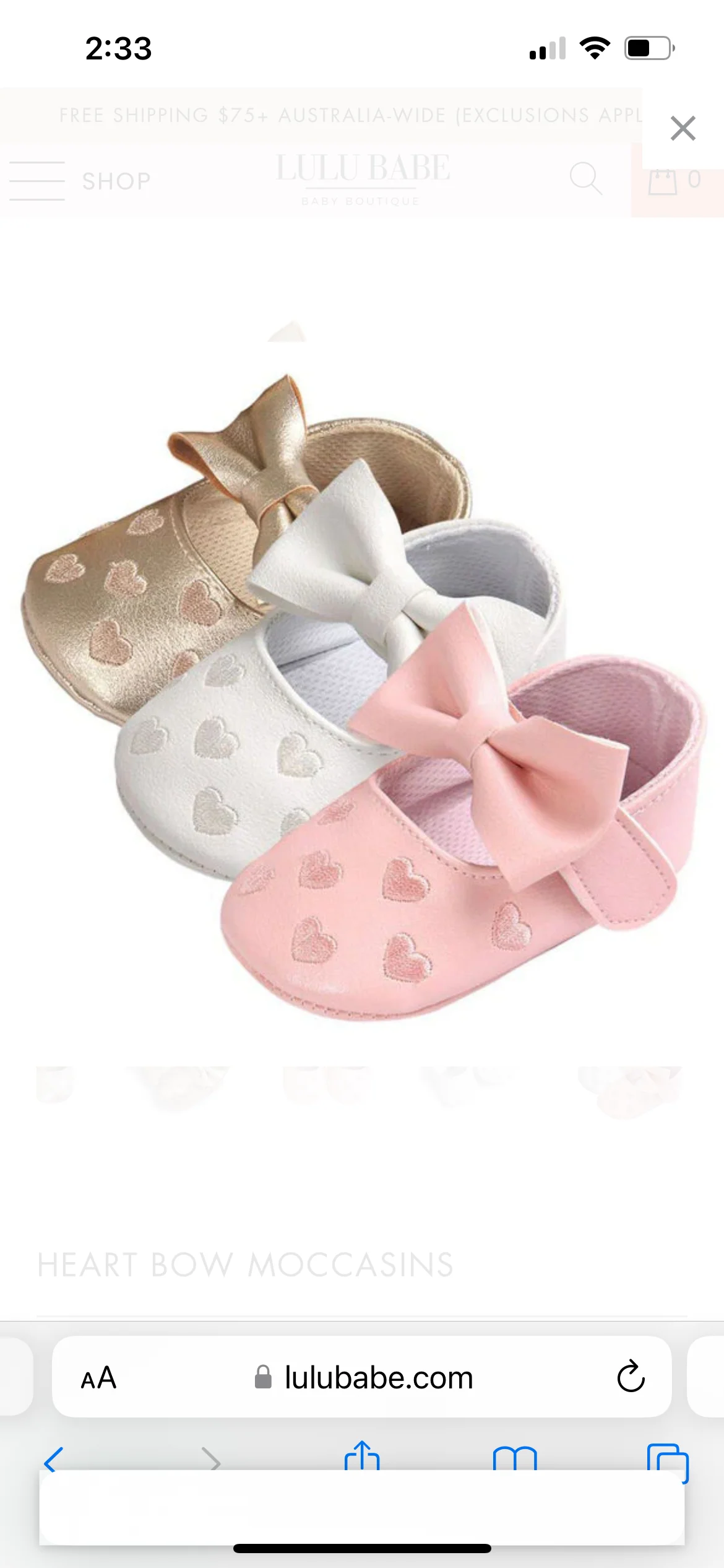 HEART BOW MOCCASINS - WHITE