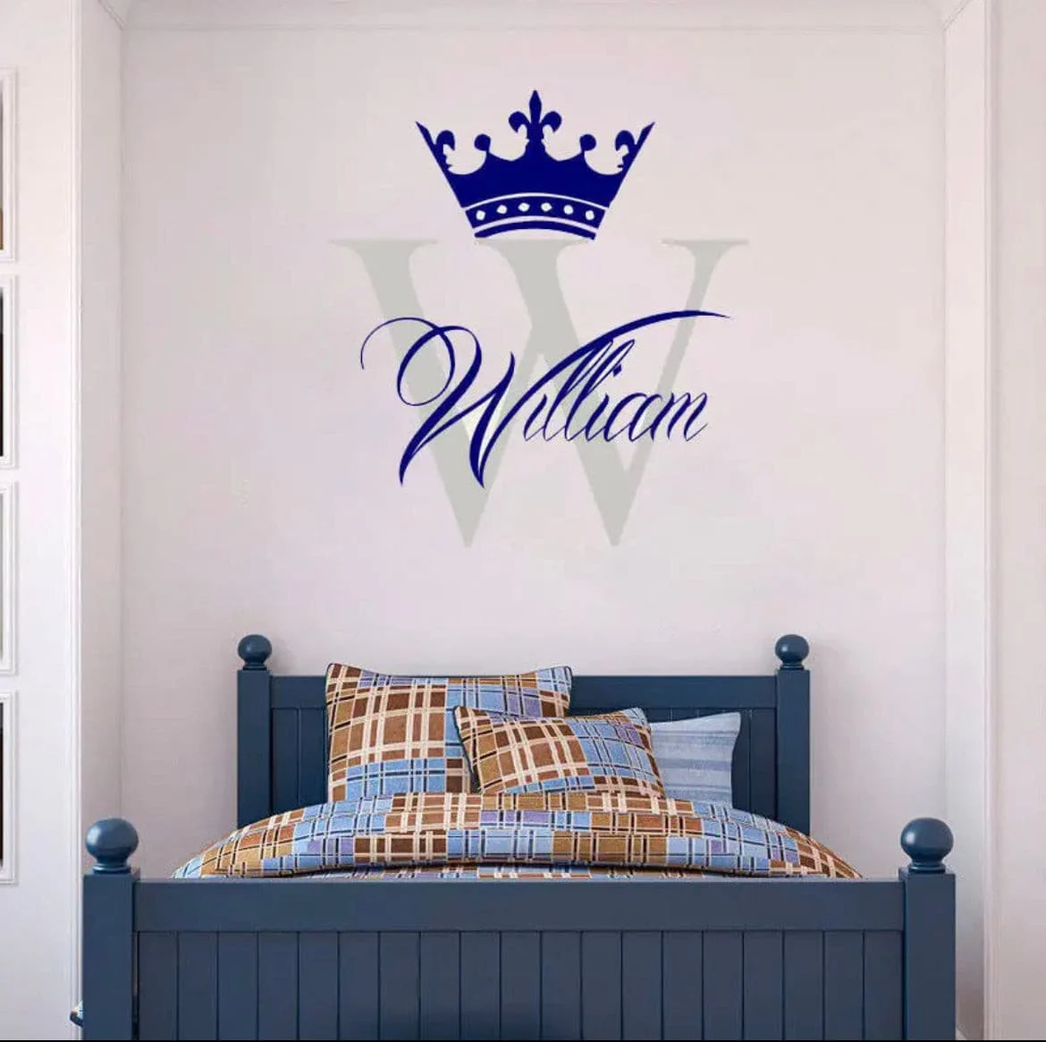 Personalised Nursery Wall Decals - Boy Prince Capital Letter + Name