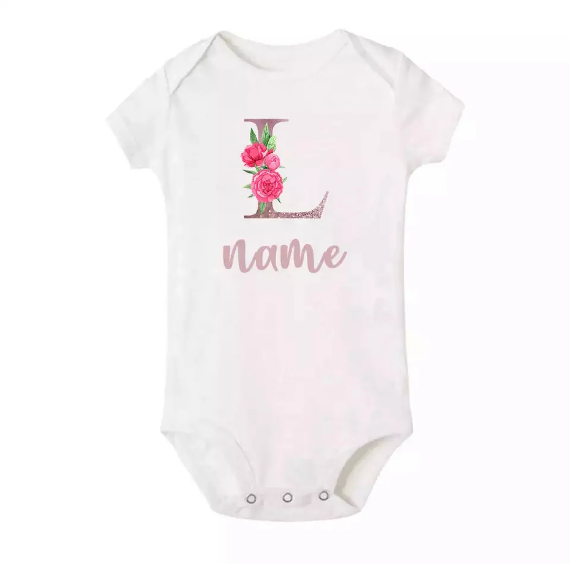 Personalised Baby Onesie - Pretty Pink LETTER + NAME