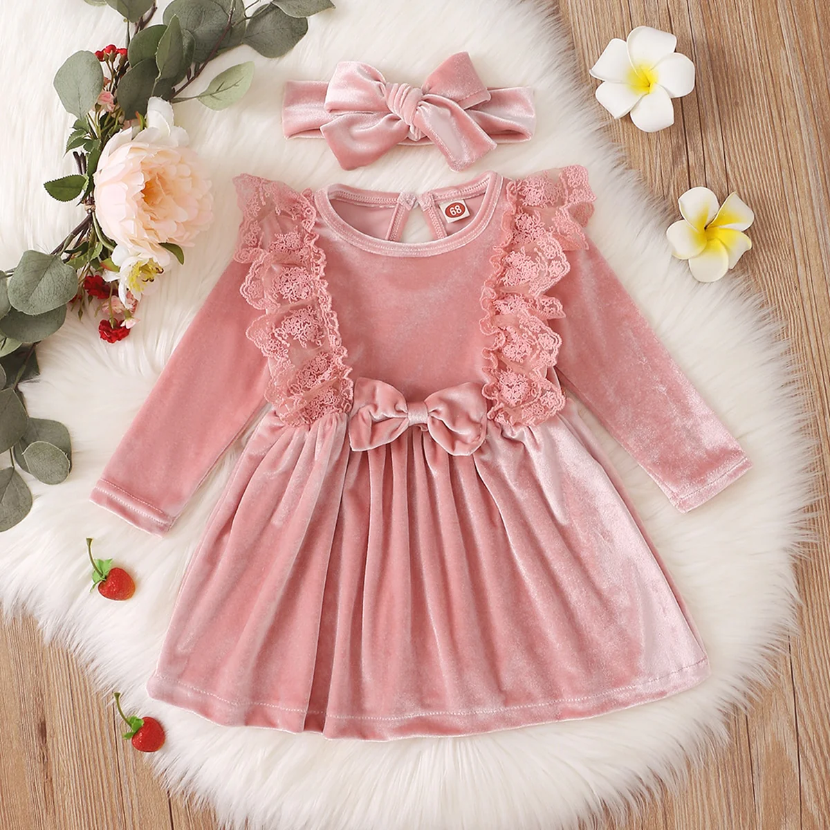 Velvetine - Winter Girls Velvet Dress Set