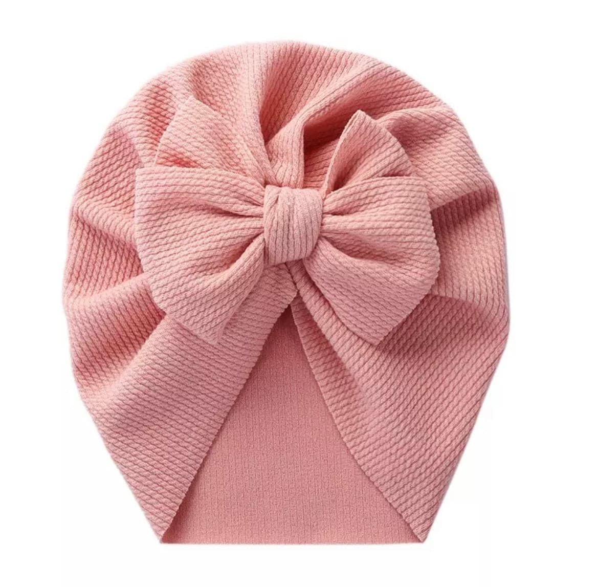 Ribbed Baby Plain Stretchy Bow Knot Turban - Dusty Pink