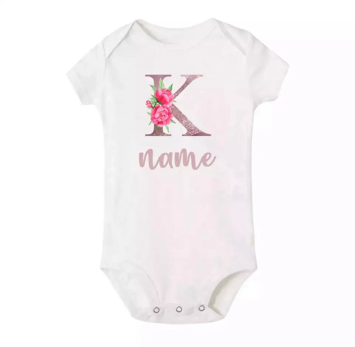 Personalised Baby Onesie - Pretty Pink LETTER + NAME