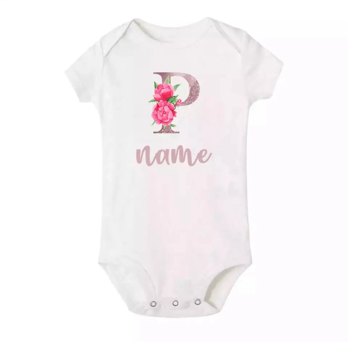 Personalised Baby Onesie - Pretty Pink LETTER + NAME