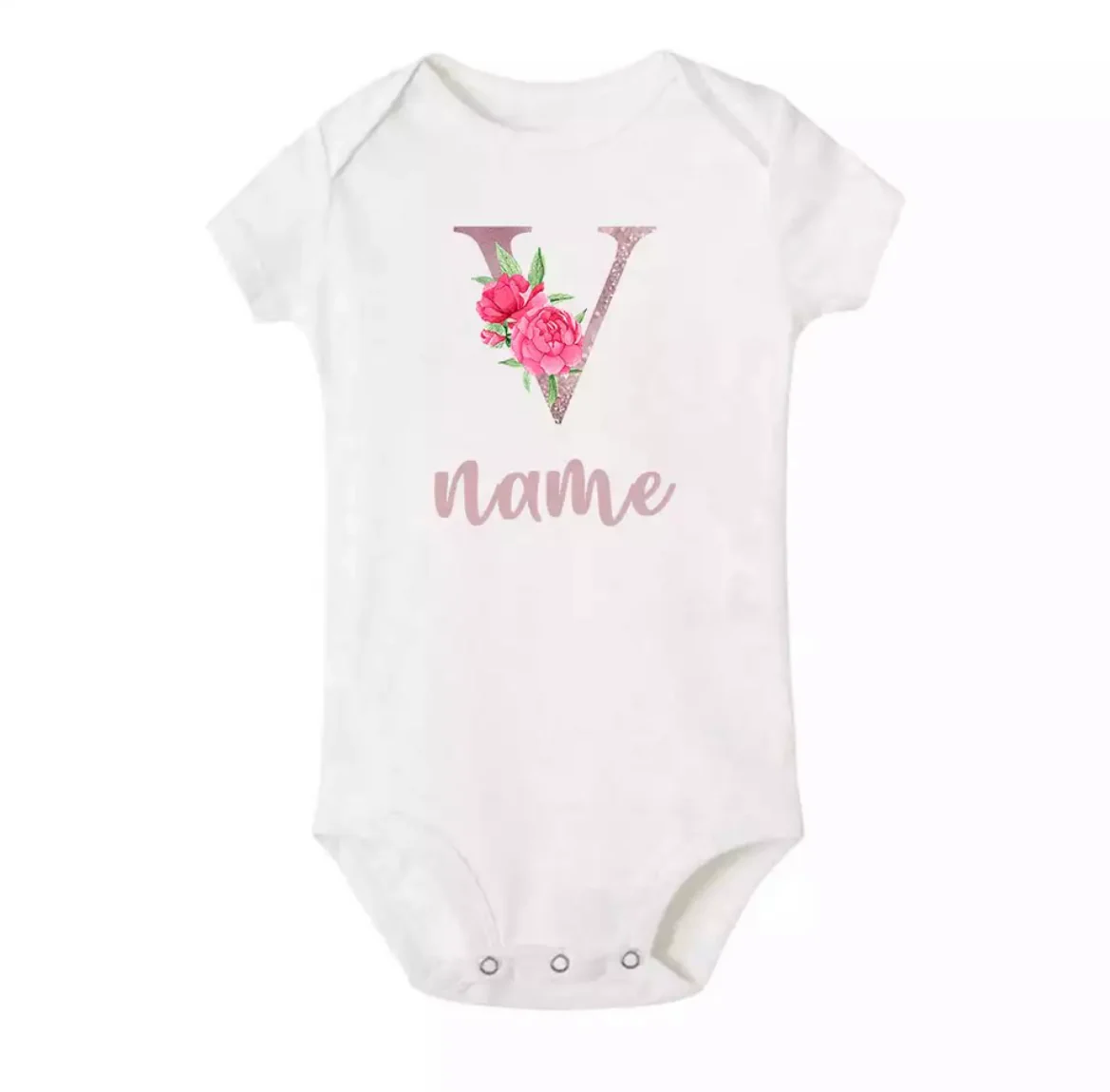 Personalised Baby Onesie - Pretty Pink LETTER + NAME