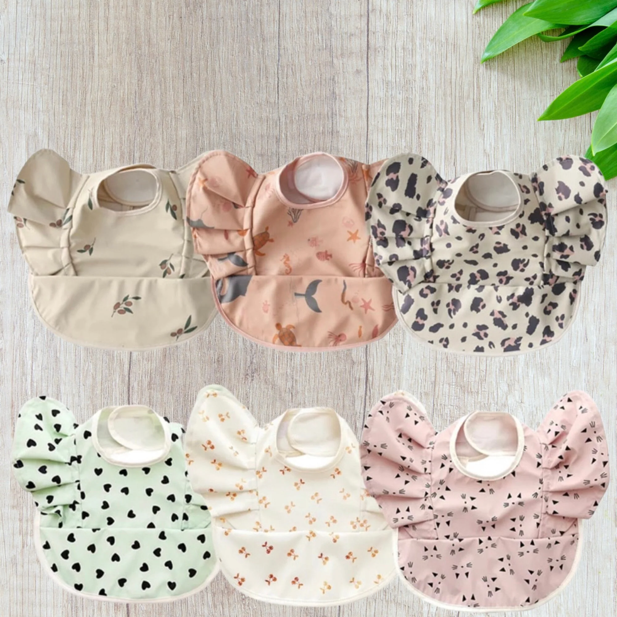 Waterproof Spill Baby Bib with Frills