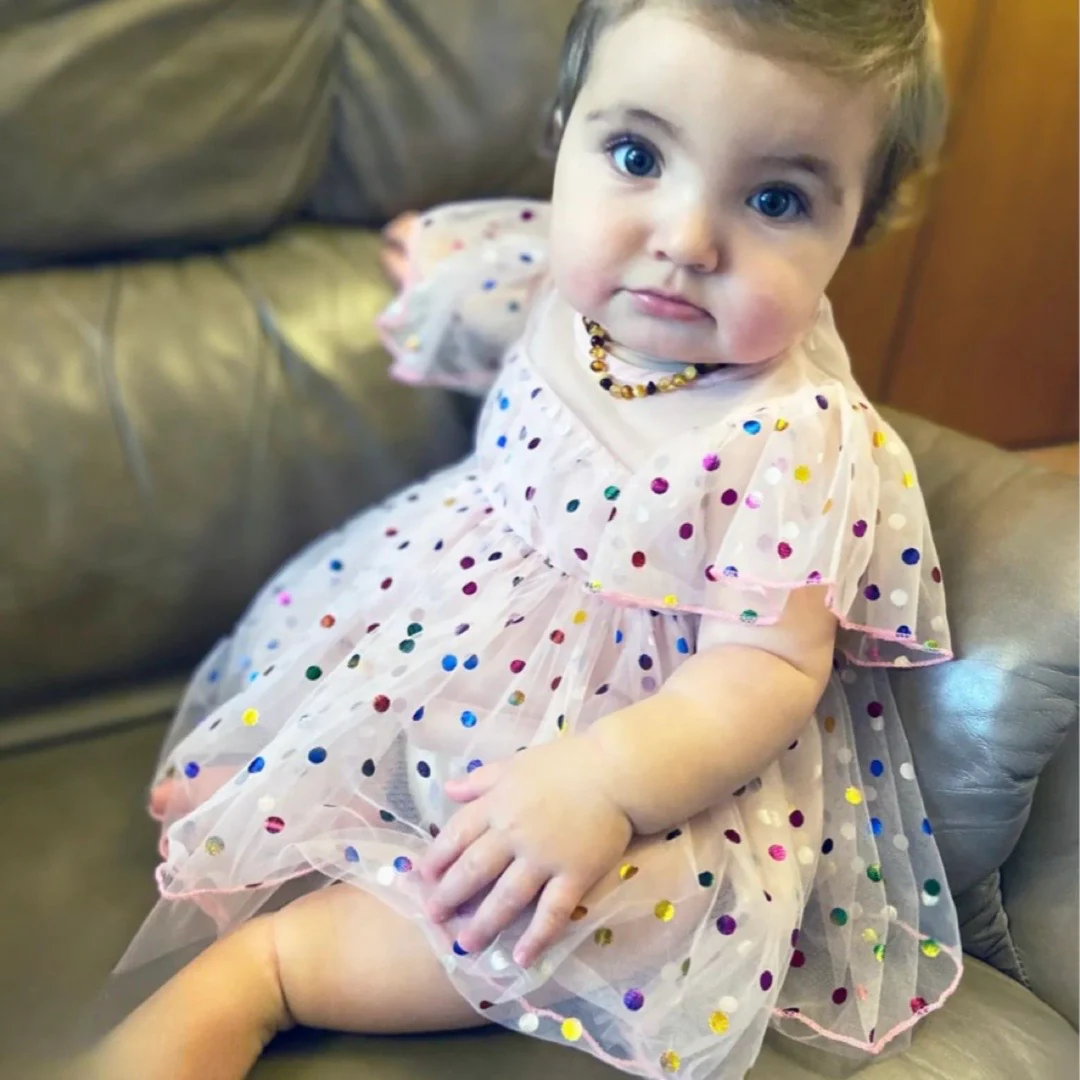 Girls Confetti Dress - Baby Pink