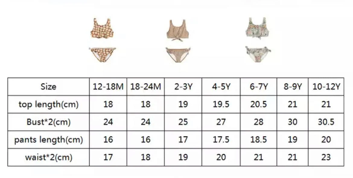 Toddler Girls Swimsuit Bikini , Blue Florals, from 12 months-12 years