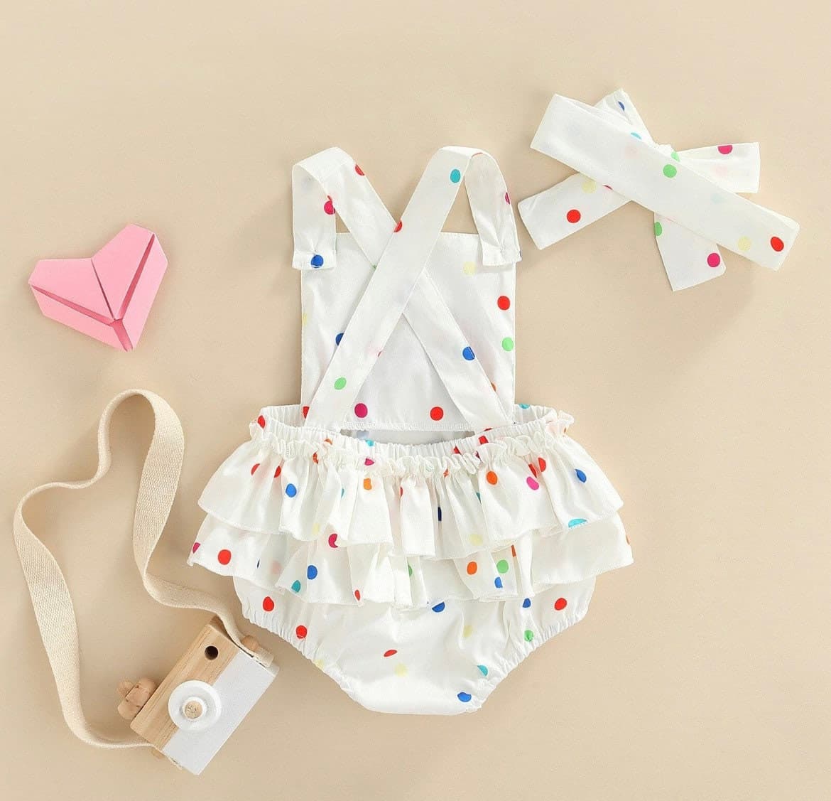 White Rainbow Polka Dot Dress