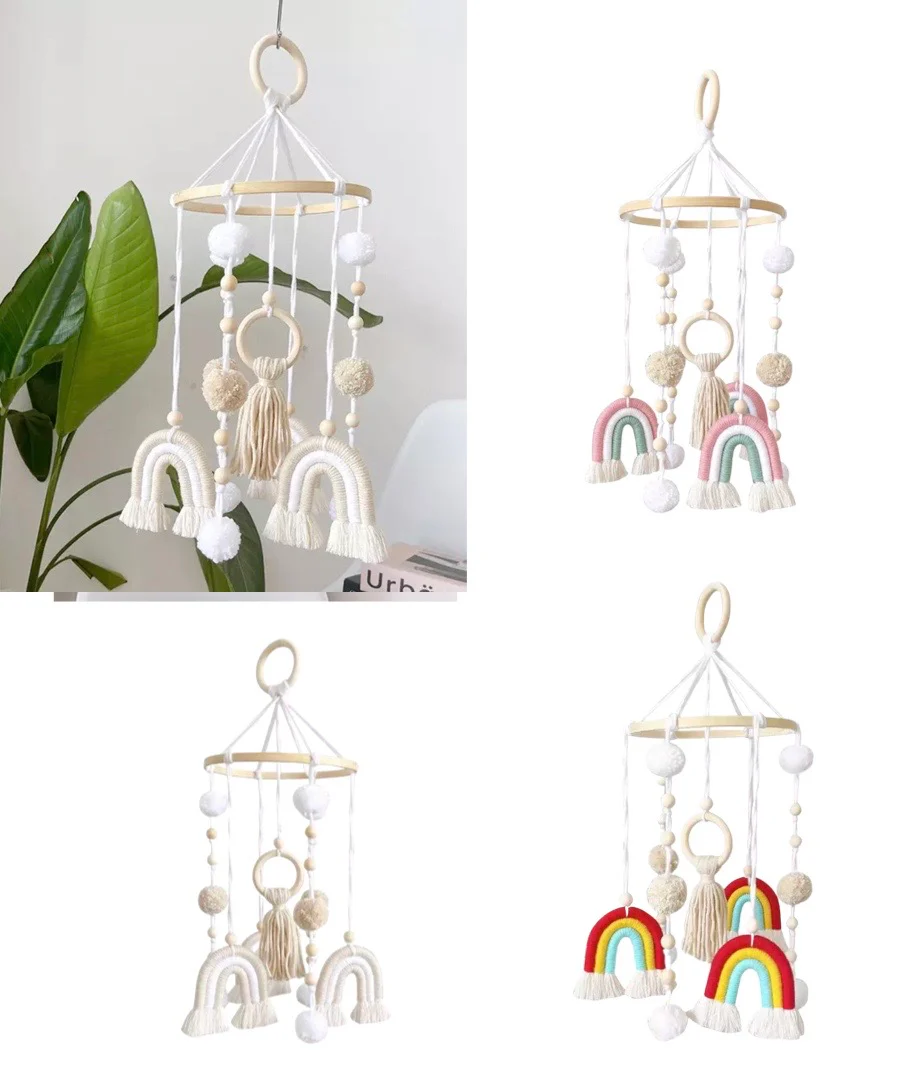 Boho Rainbow Baby Mobile - Pastel Pink Multi Colour