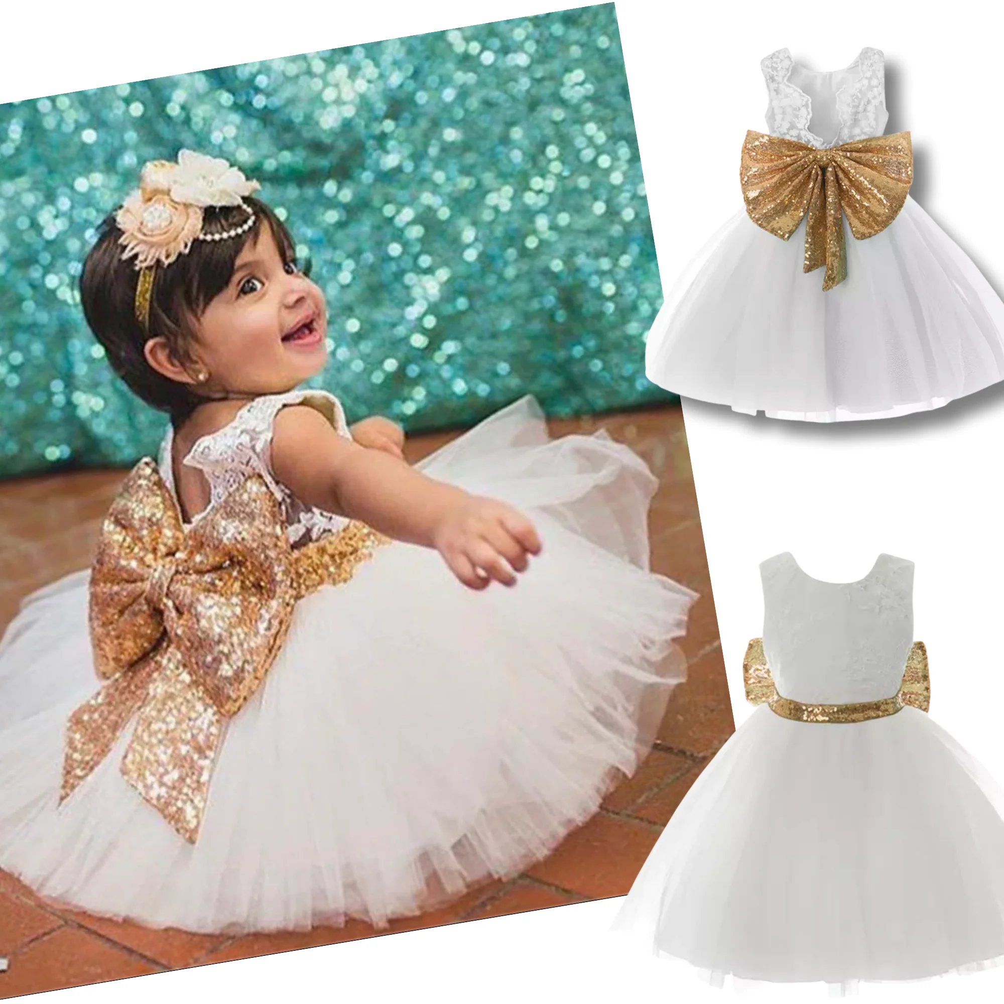 Elissa - Princess Tulle Dress with Large Sequin Bow