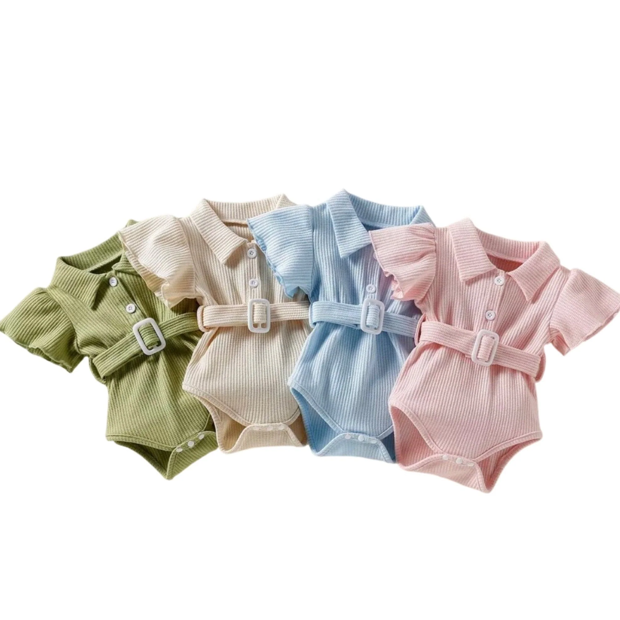 Miranda - Belted Cotton Ruffle Romper