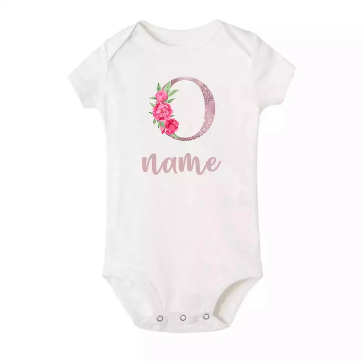Personalised Baby Onesie - Pretty Pink LETTER + NAME
