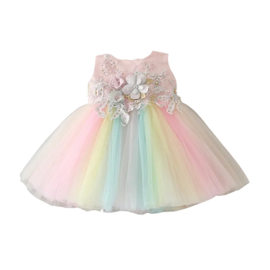 Connie - Rainbow Tutu & Embellished Lace Party Dresses for Baby Girl