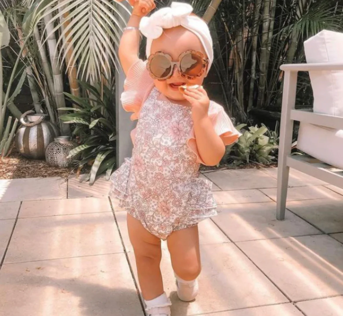 Pastel Floral Ruffles Romper Set