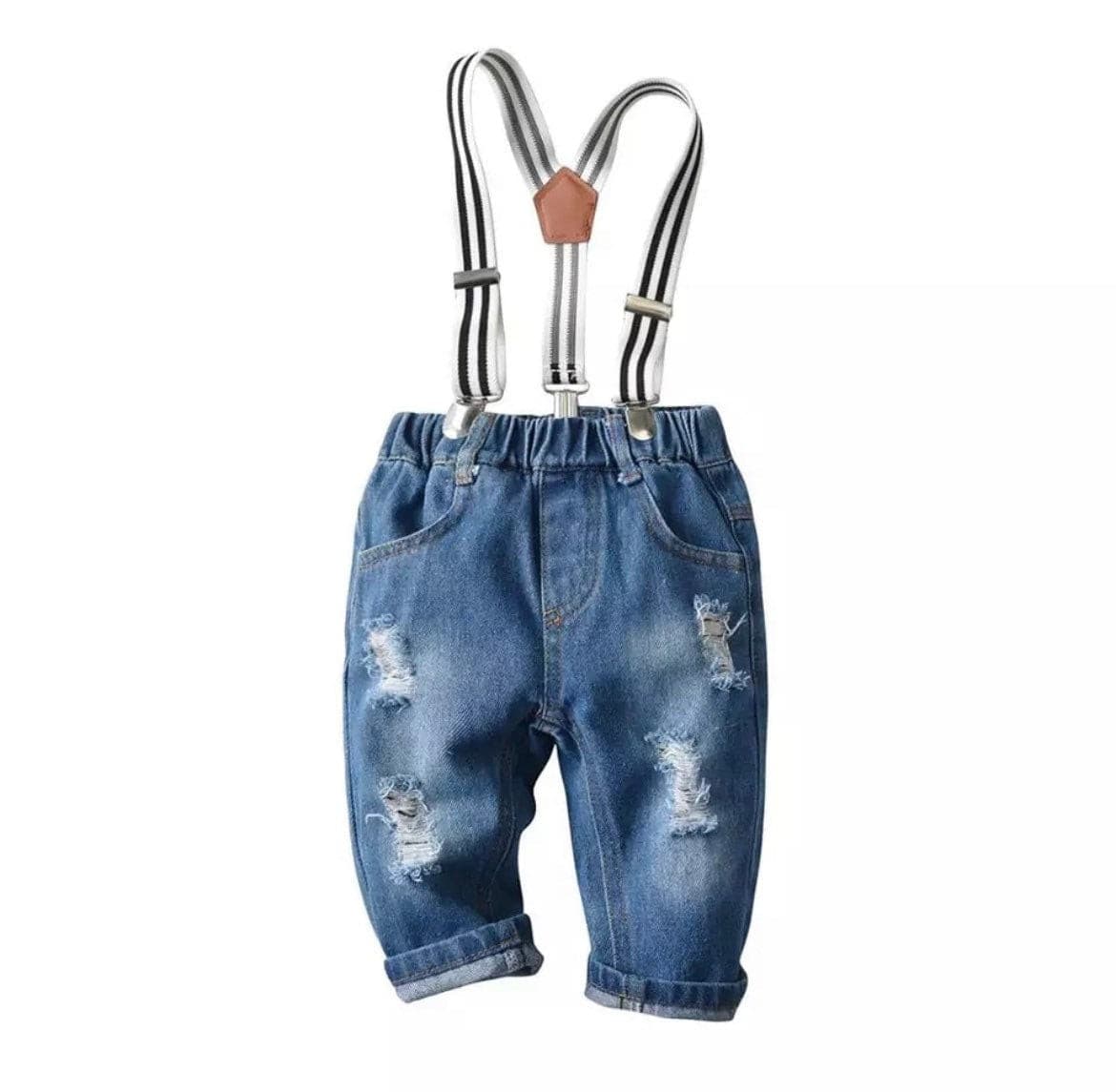 Trendy Baby Boy Denim and Plaid Shirt Set