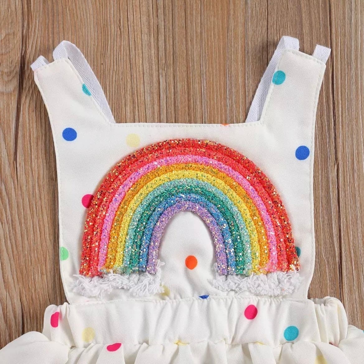 White Rainbow Polka Dot Dress