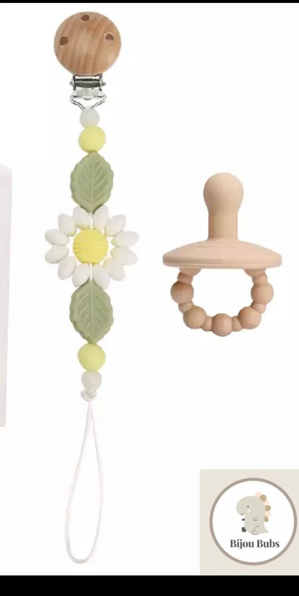 Daisy - Baby dummy clip & Dummy Set , BPA free silicone