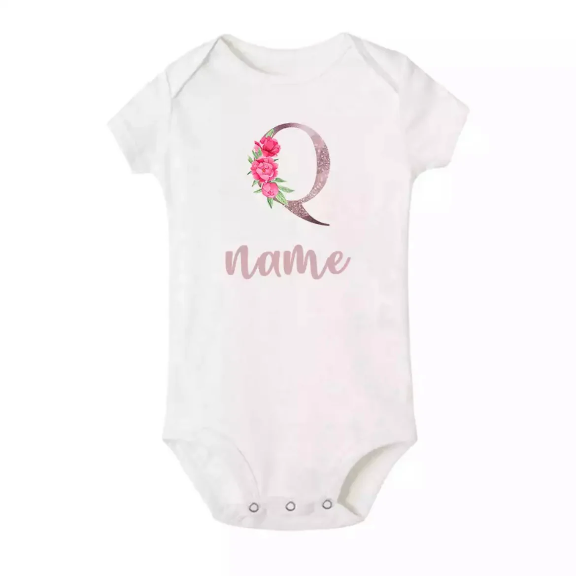 Personalised Baby Onesie - Pretty Pink LETTER + NAME