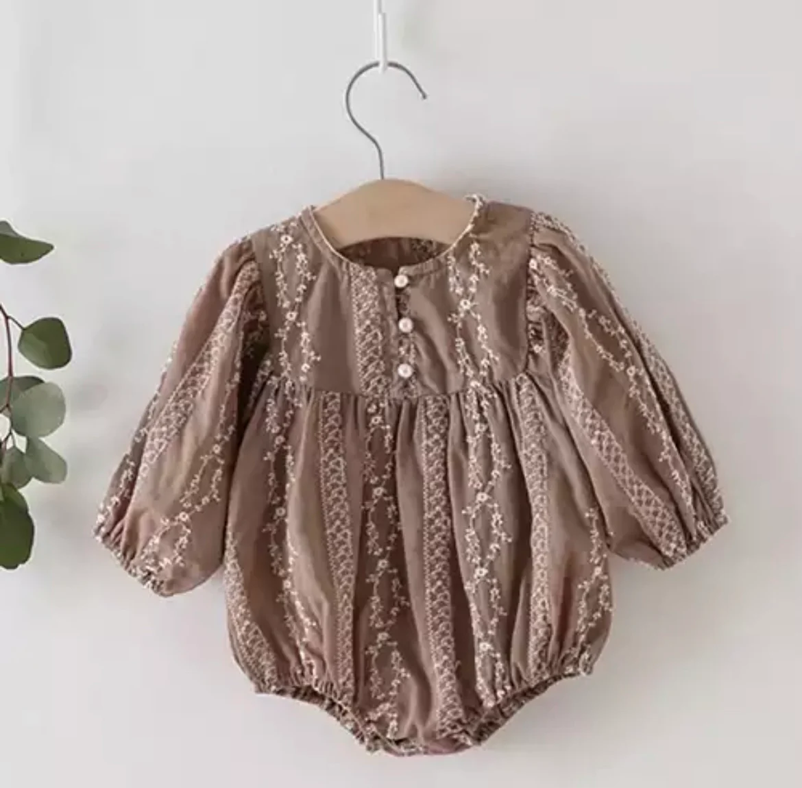 Giselle - Embroidered Romper - Long Sleeve