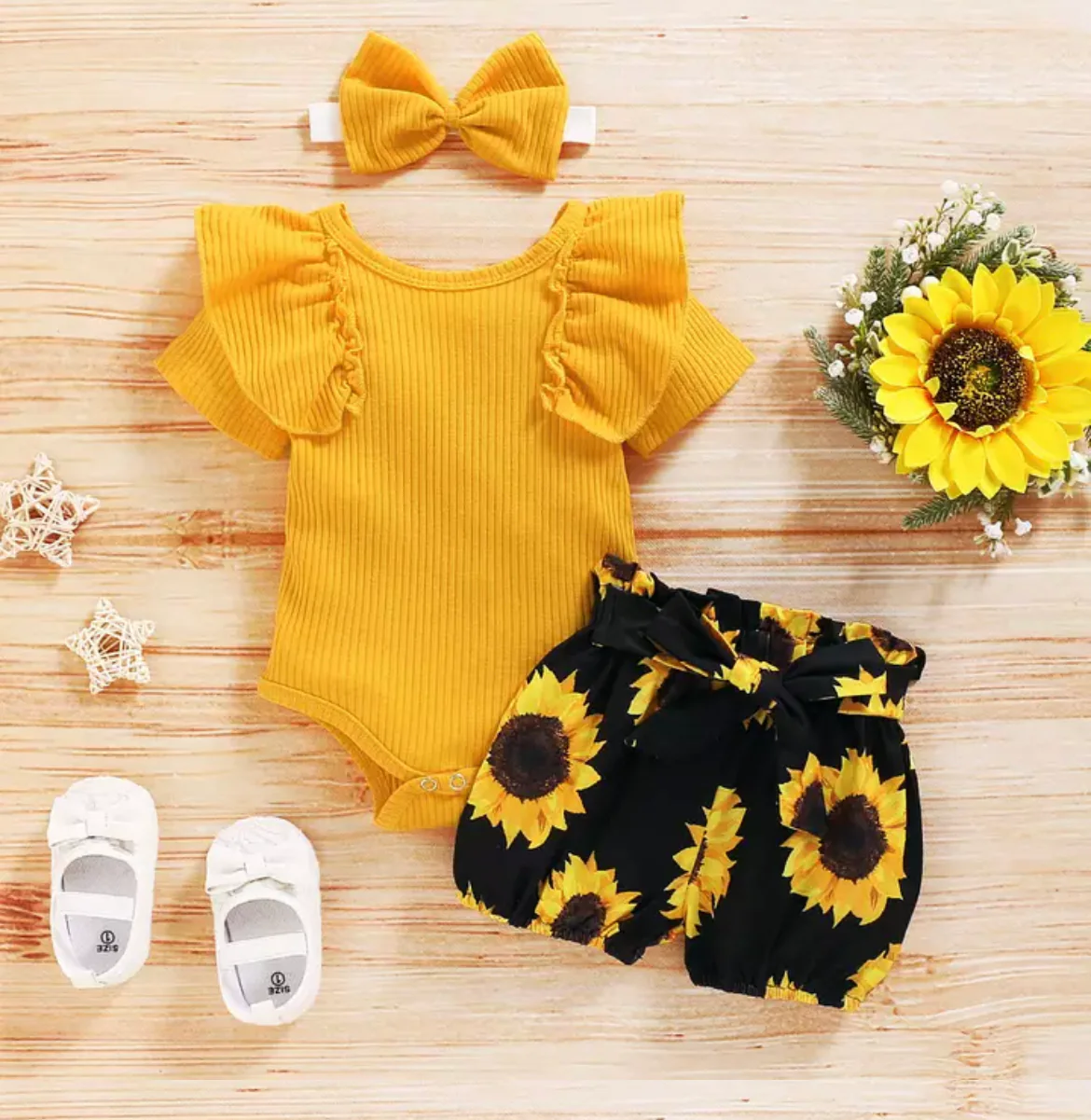 Girls Ruffle Sunflower Set