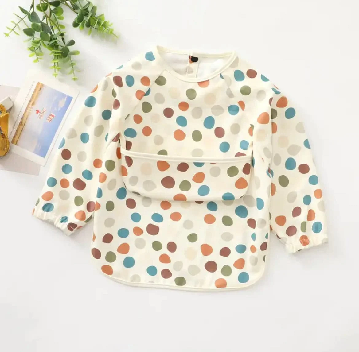 Colourful Dots - Toddler & Baby Long Sleeve Waterproof Apron Smock Bib