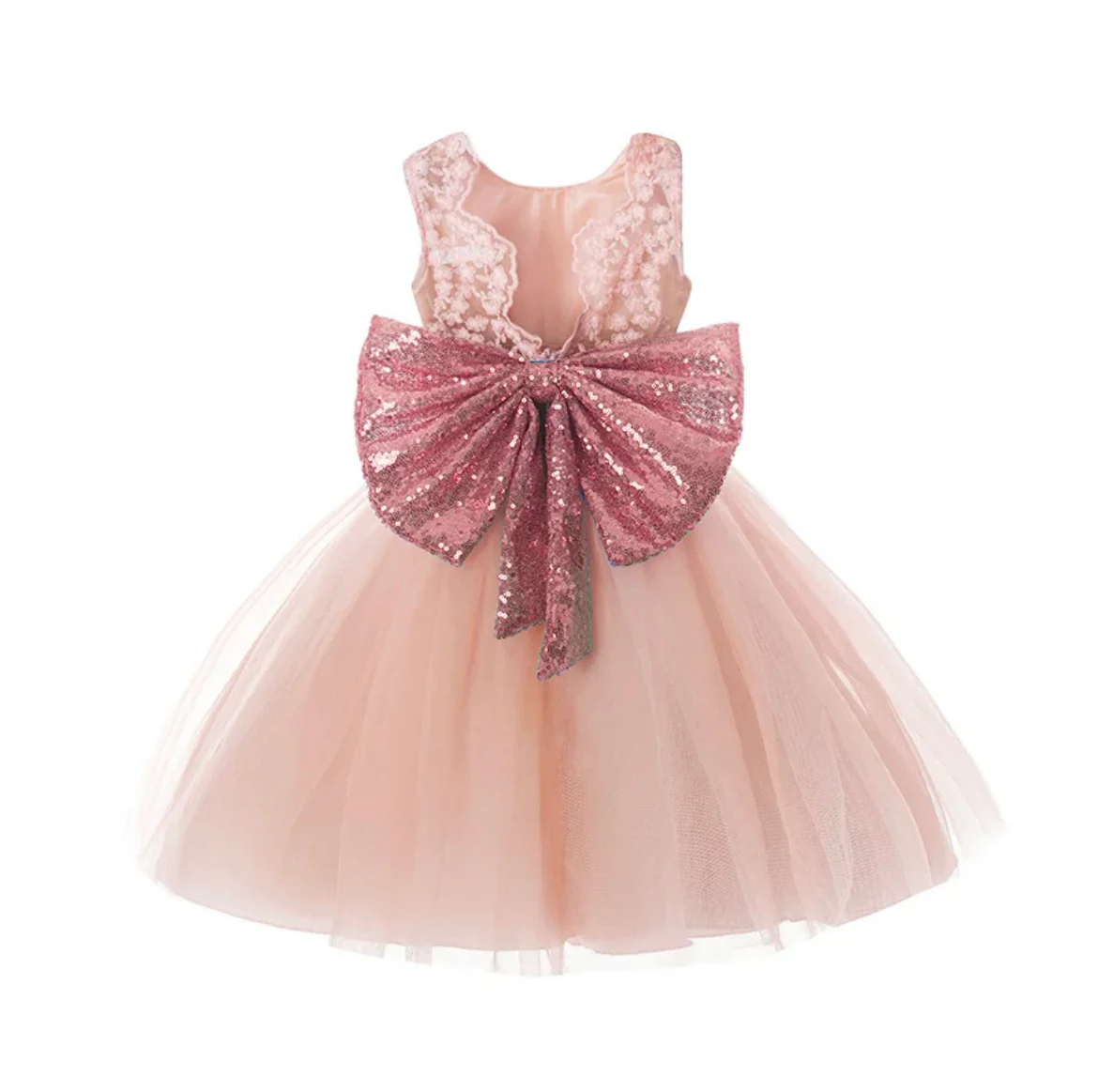 Elissa - Pink Princess Tulle Dress with Large Sequin Bow