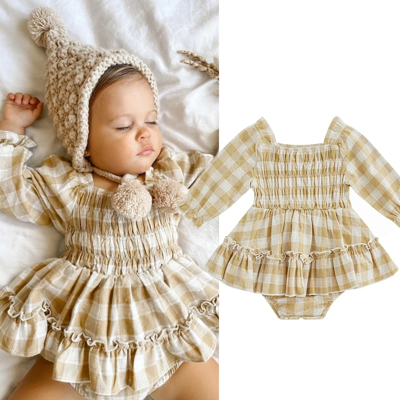 Nerida - Gingham Ruched Long Sleeve Romper