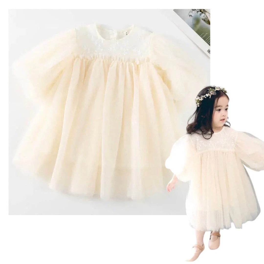 Cloud Dress - Soft Layers Tulle Puff Sleeve Girls Dress