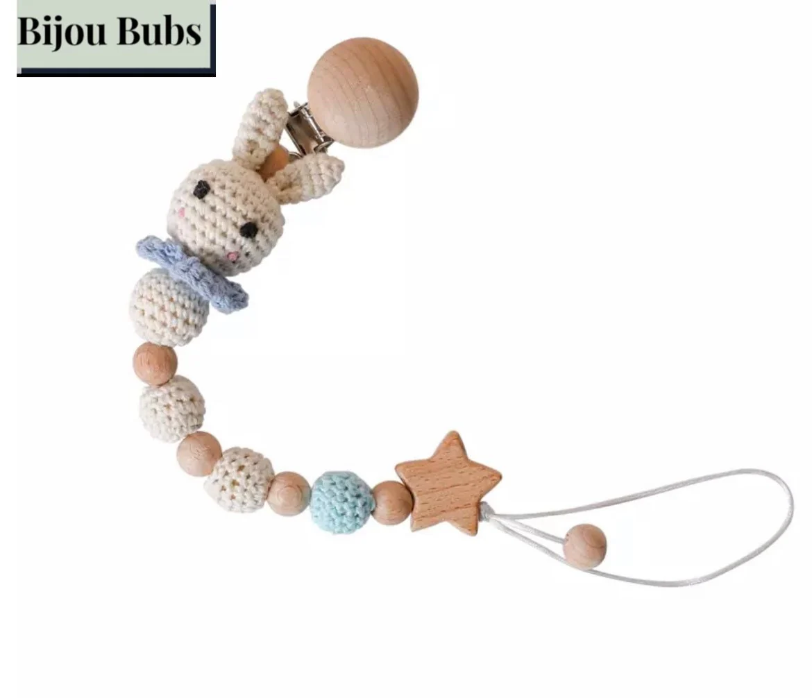 Crochet Pacifier / Dummy Clip , bunny rabbit