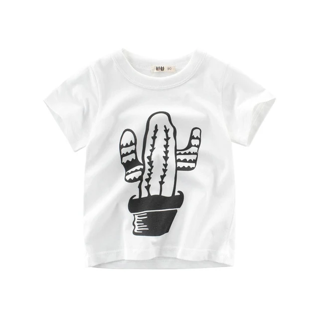 Cactus Whie Boys T-shirt Cotton Short Sleeve