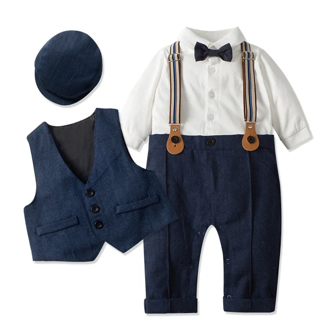 Charlie - Boys Wedding Suit Set with Waistcoat, Hat and Bow Tie
