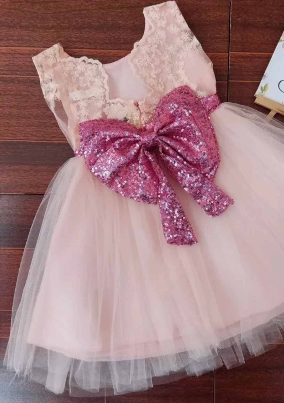 Elissa - Pink Princess Tulle Dress with Large Sequin Bow