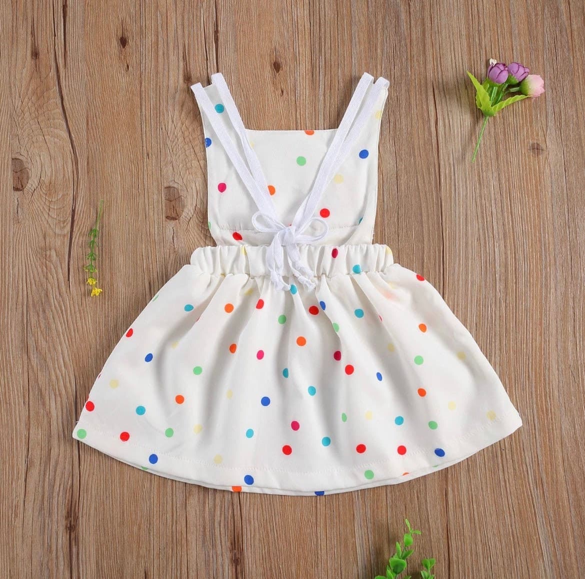 White Rainbow Polka Dot Dress