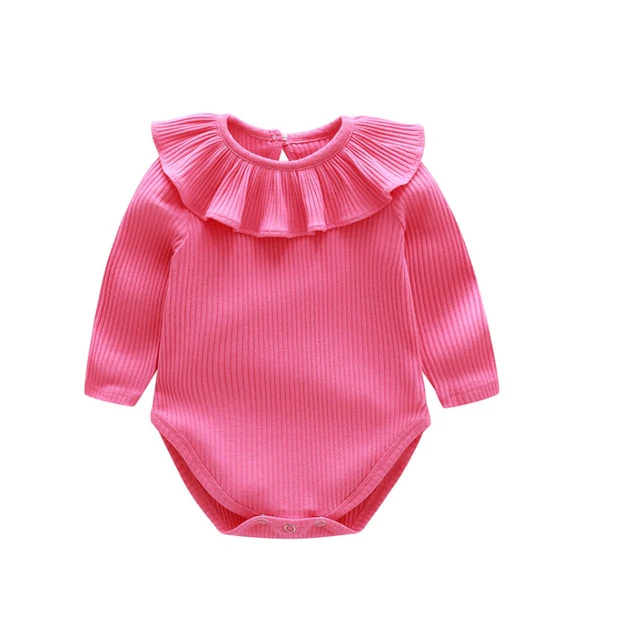Callie - Girls Cotton Ribbed Ruffle Romper