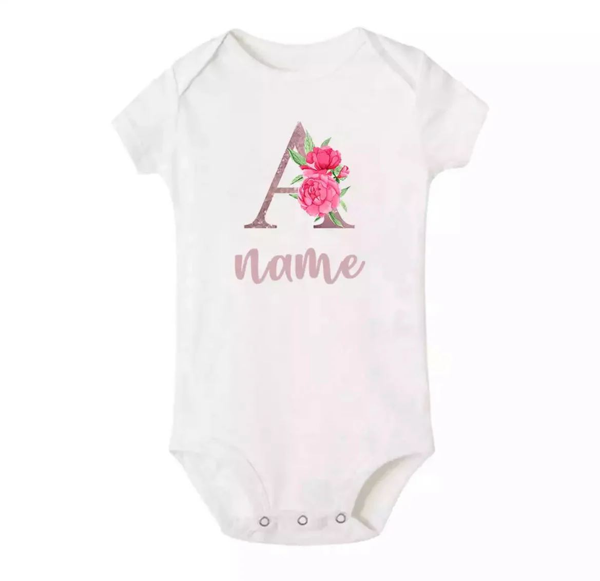 Personalised Baby Onesie - Pretty Pink LETTER + NAME
