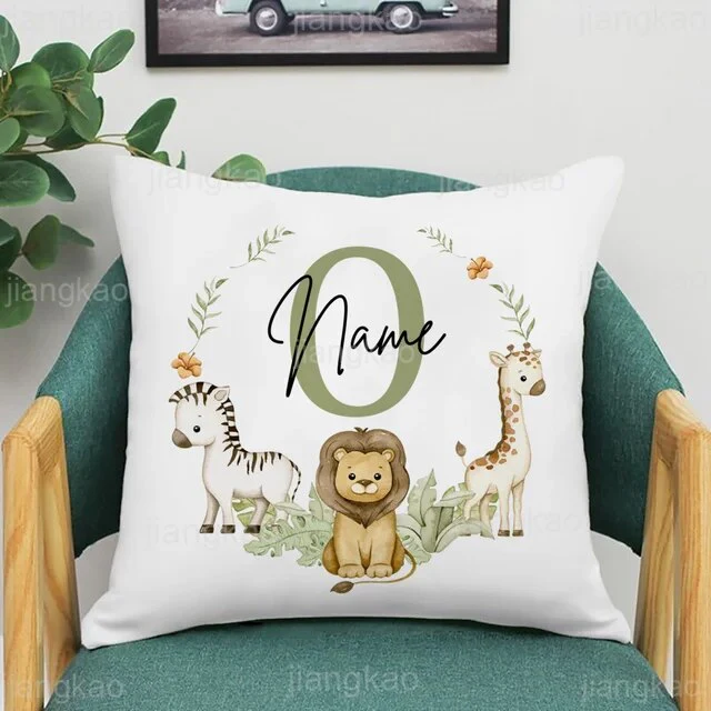 Personalized Baby Name Pillow - Animal with Name Pillow Case , Nursery Decor