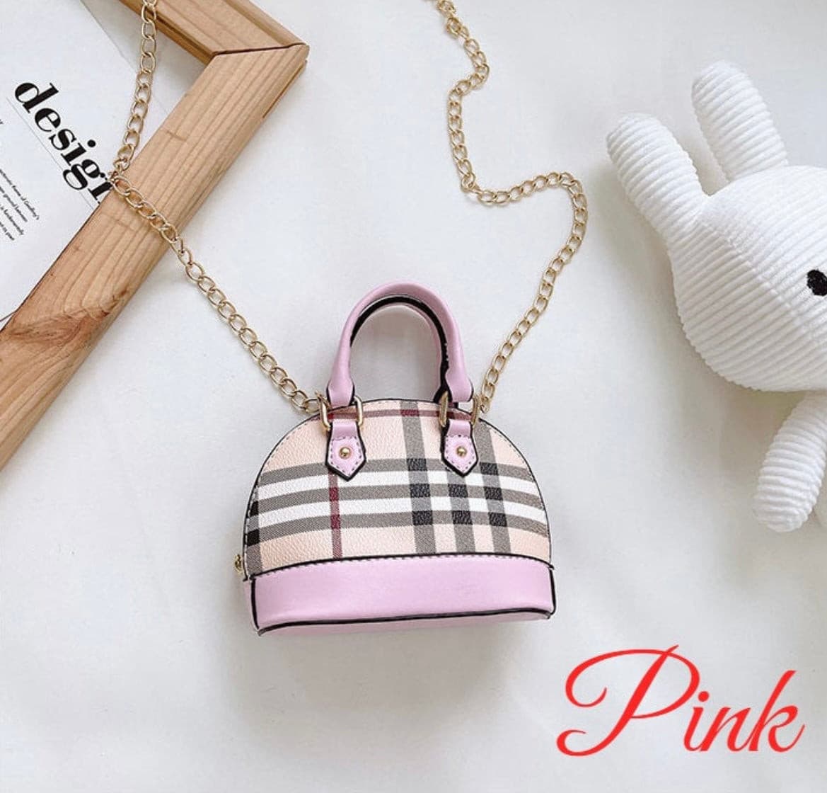 Designer Plaid Mini Purse Bag Plaid Vegan Leather Handbag