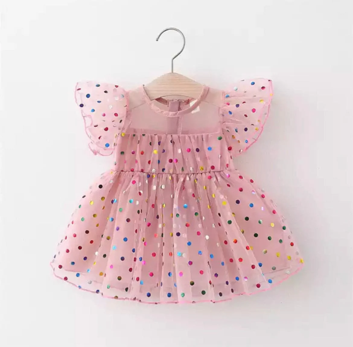 Girls Confetti Dress - Dusty Pink
