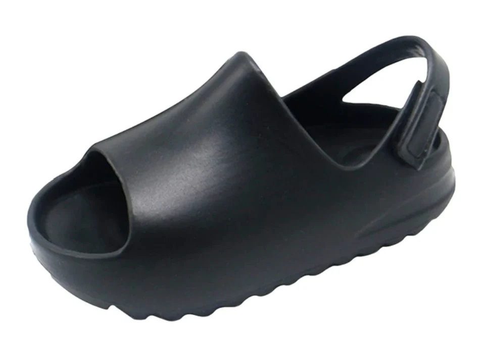 Yeezy Style Baby Slides - Soft Velcro Slip On's - Jet Black