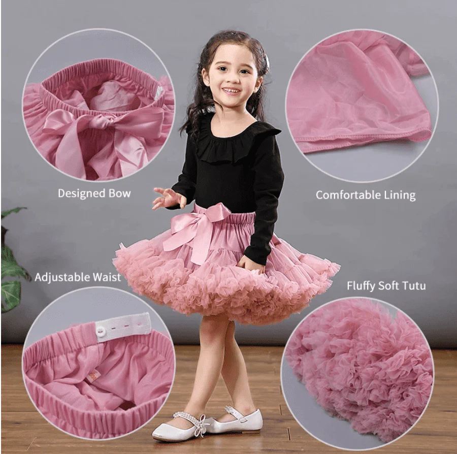 Baby Pink Fluffy Layered Tutu Skirt - Girls Ballerina Pettiskirt
