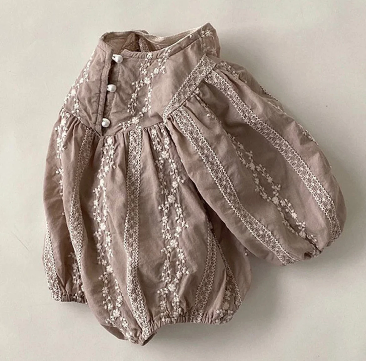 Giselle - Embroidered Romper - Long Sleeve