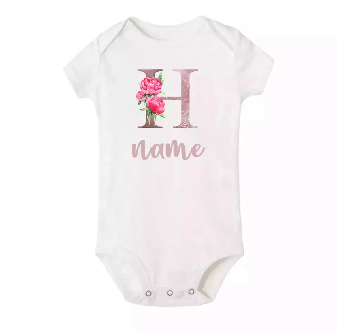 Personalised Baby Onesie - Pretty Pink LETTER + NAME