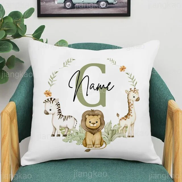 Personalized Baby Name Pillow - Animal with Name Pillow Case , Nursery Decor
