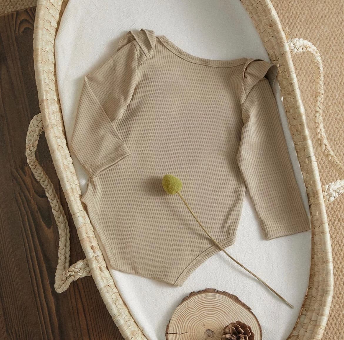 Ribbed Frill Romper - Long Sleeve Baby Girl