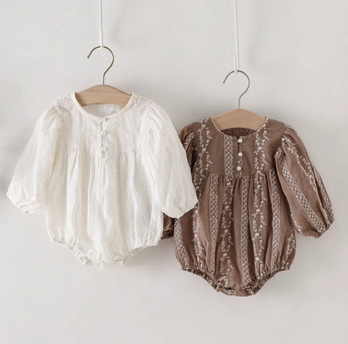 Giselle - Embroidered Romper - Long Sleeve