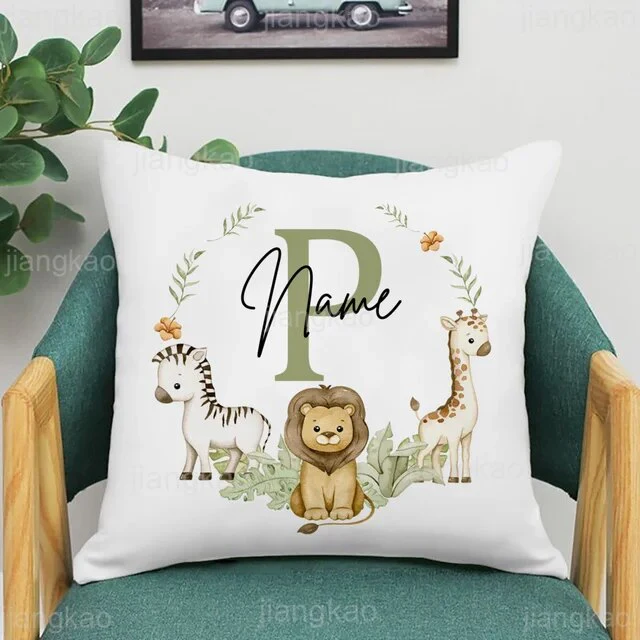 Personalized Baby Name Pillow - Animal with Name Pillow Case , Nursery Decor