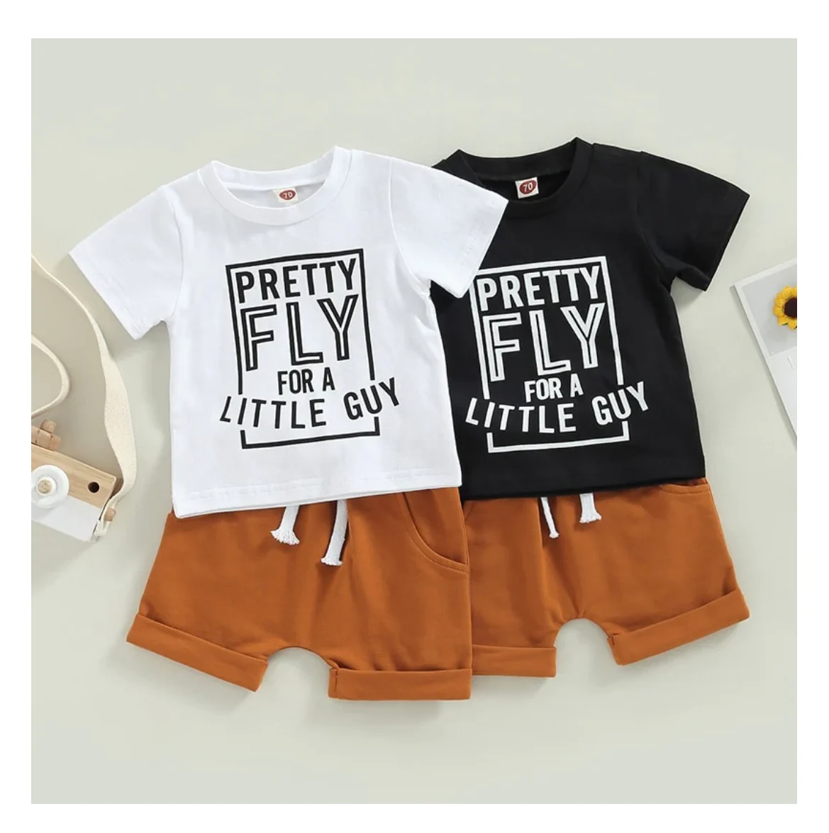Pretty Fly For a Little Guy Set - Tee & Shirts  Set - Black
