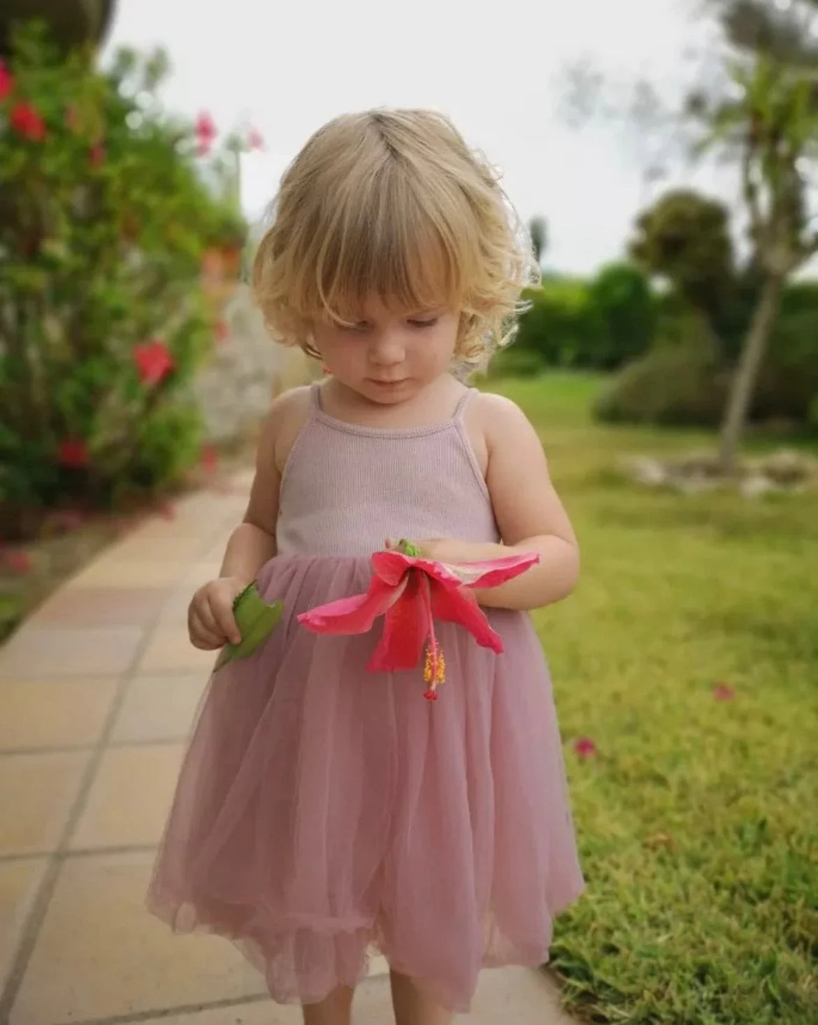 Mila - Dusty Pink Singlet Dress with Tulle Tutu