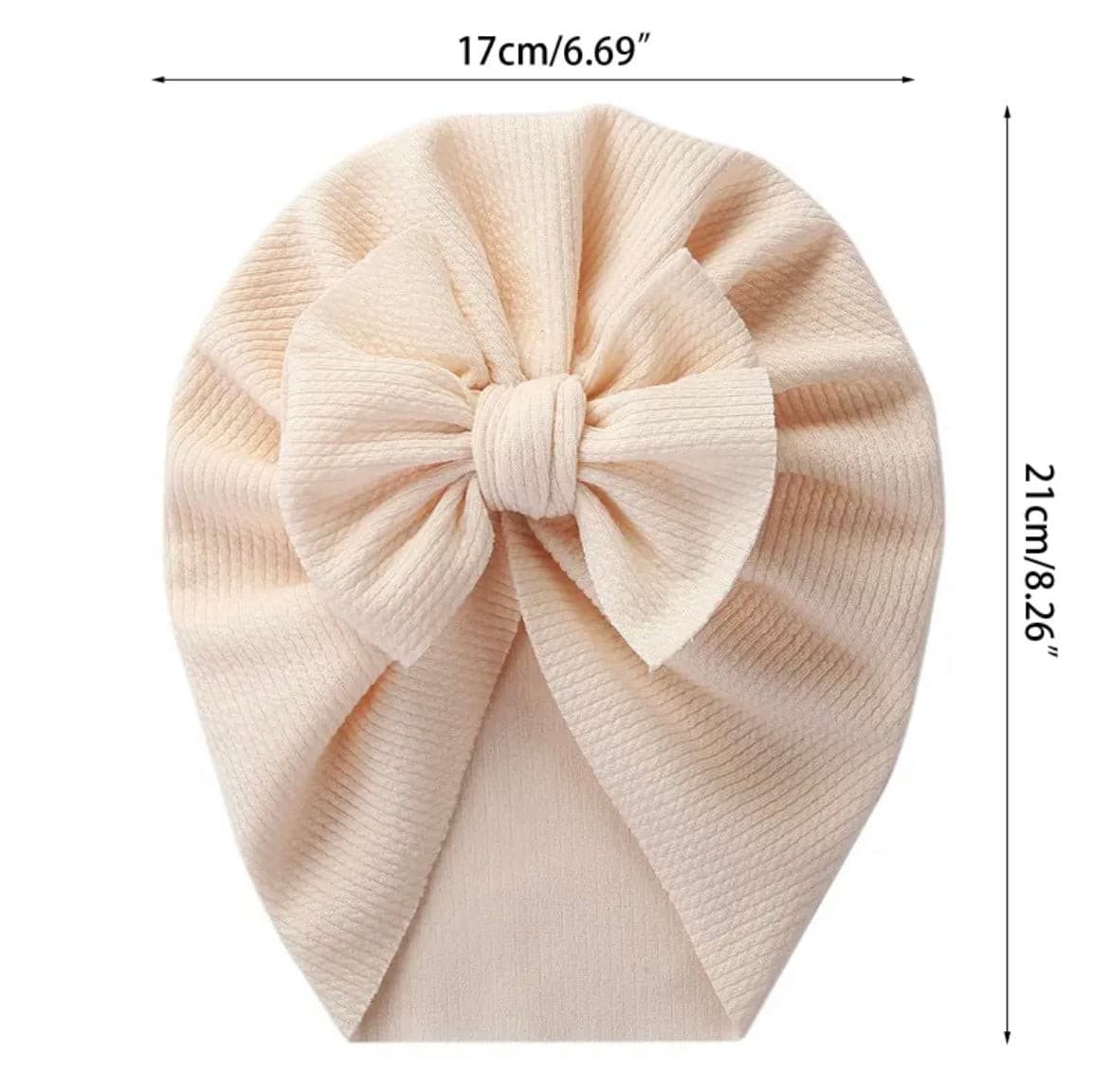 Ribbed Baby Plain Stretchy Bow Knot Turban - Ivory Cream