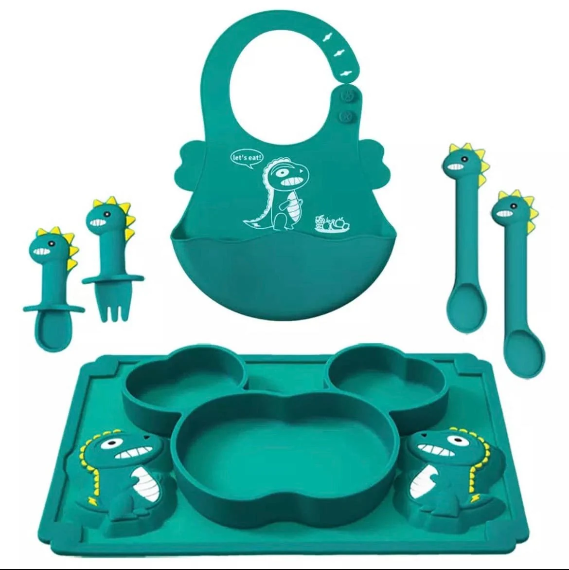 Silicone Feeding, Baby Silicone Feeding Set, Baby Bowl/Spoon and Fork Set/ Toddler Feeding Set/ BPA Free, Eco Friendly, Baby weaning cutlery